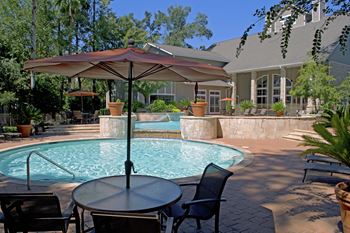 Resort style pool with social areas